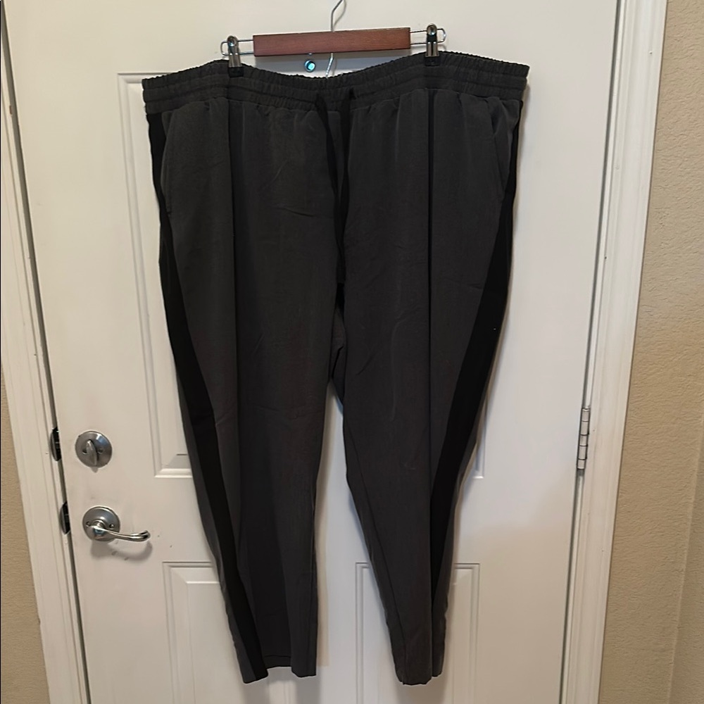 Lane Bryant Gray with Black Stripe Trousers Classic Straight-Leg Design